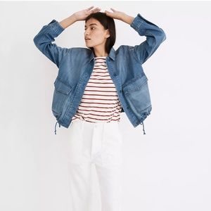 Madewell Denim Drawstring Military Shirt Jacket in Glenmar Wash